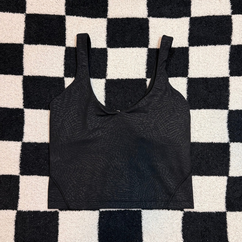lululemon align black spaghetti strap workout tank top with bra